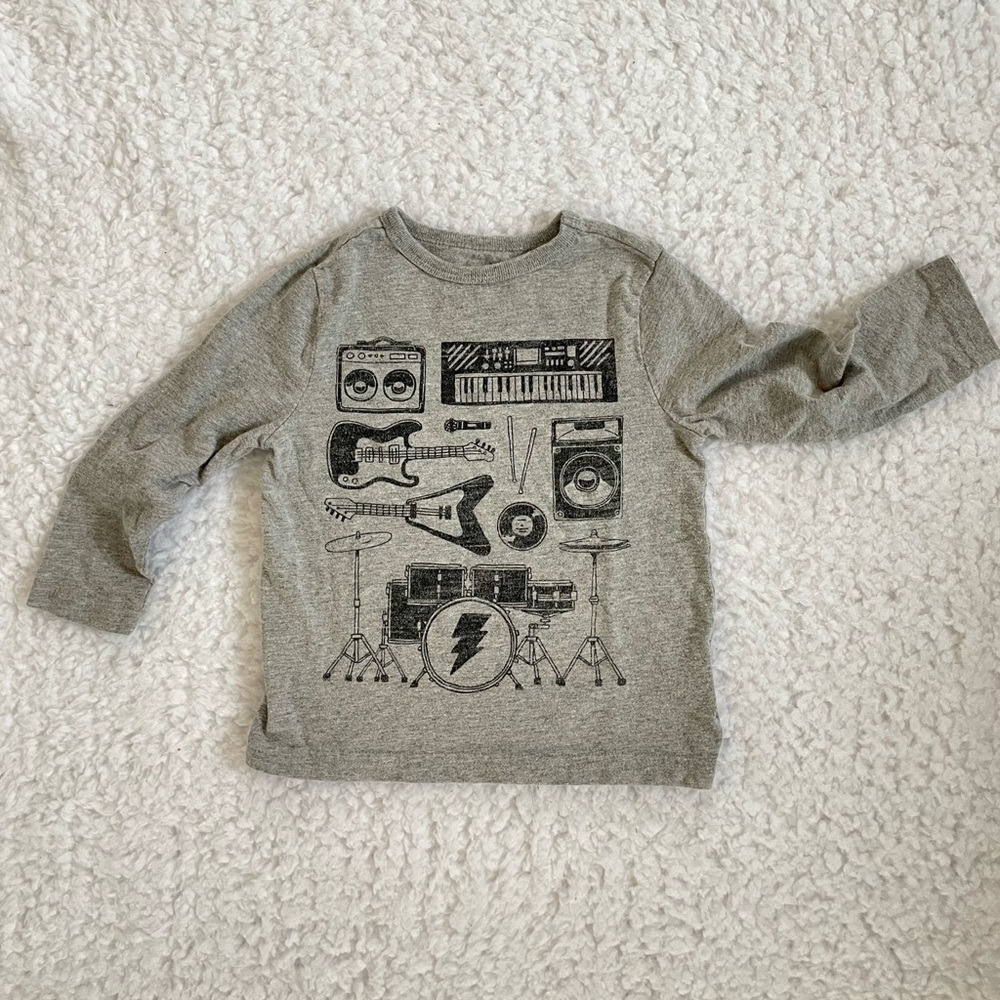 Rock Band Long Sleeve Tee // Rock n’ Roll Grey Boys Shirt